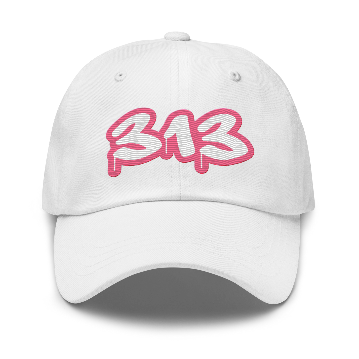 Detroit '313' Dad Hat (Rhodochrosite Pink Tag Font)