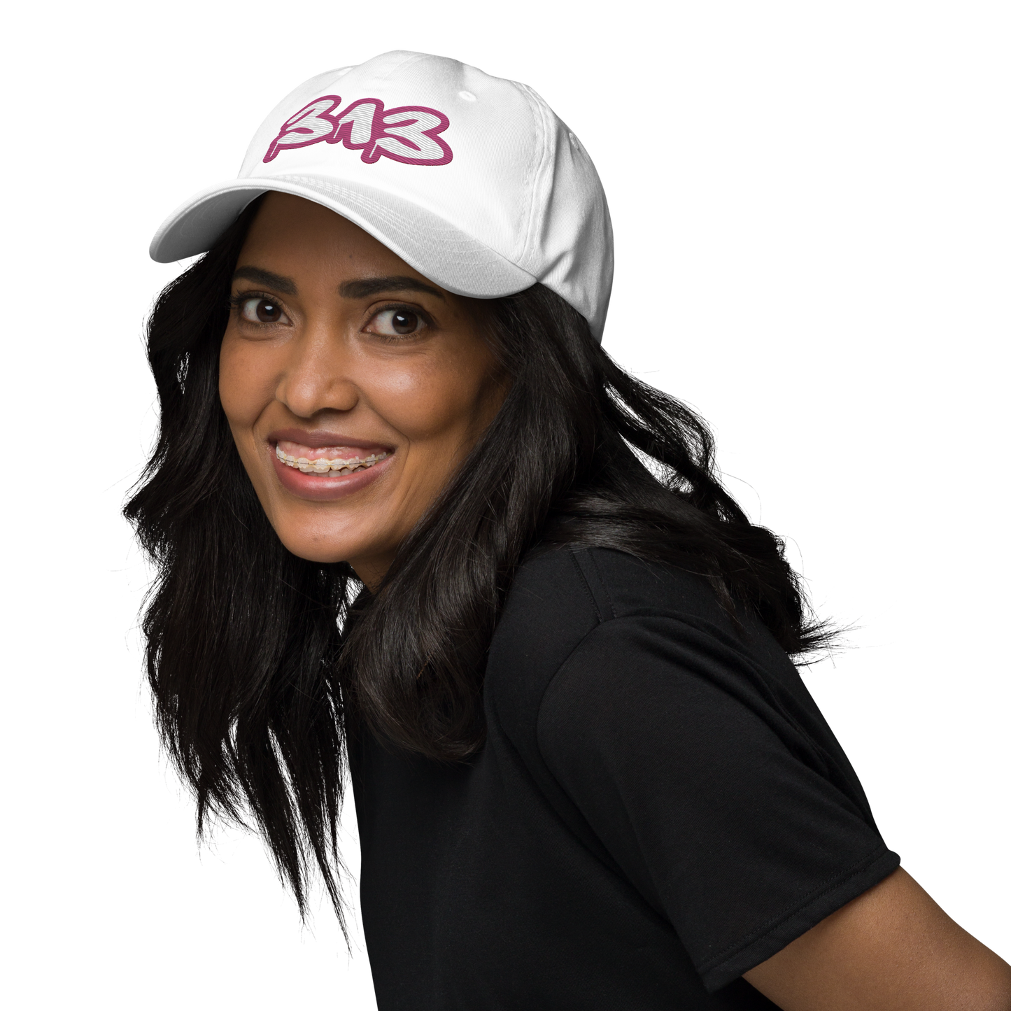 Detroit '313' Dad Hat (Apple Blossom Pink Tag Font)