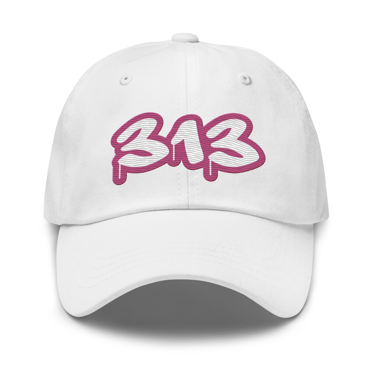 Detroit '313' Dad Hat (Apple Blossom Pink Tag Font)