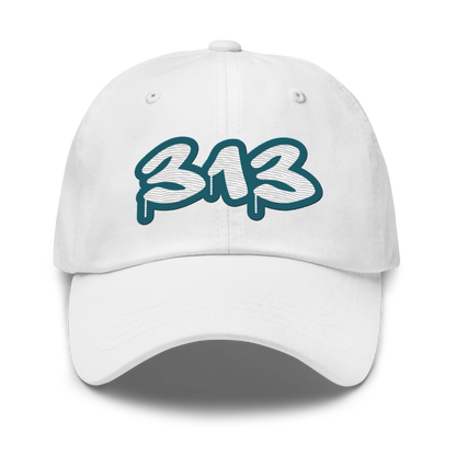 Detroit '313' Dad Hat (Auburn Hills Teal Tag Font)