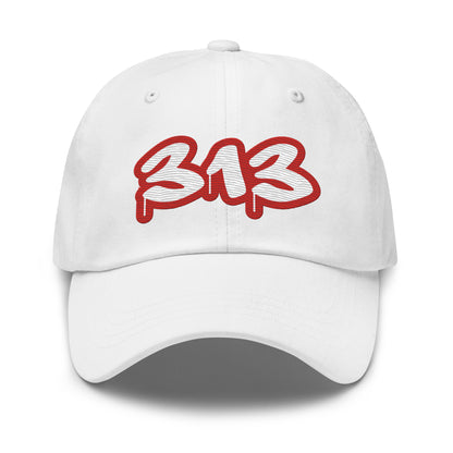 Detroit '313' Dad Hat (Aliform Red Tag Font)