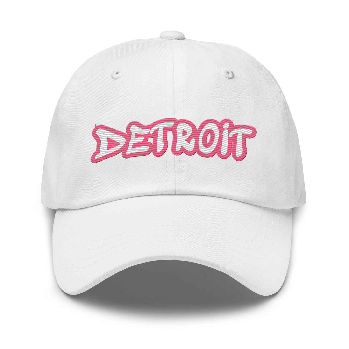 'Detroit' Dad Hat (Rhodochrosite Pink Tag Font)