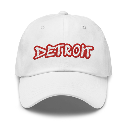 'Detroit' Dad Hat (Aliform Red Tag Font)