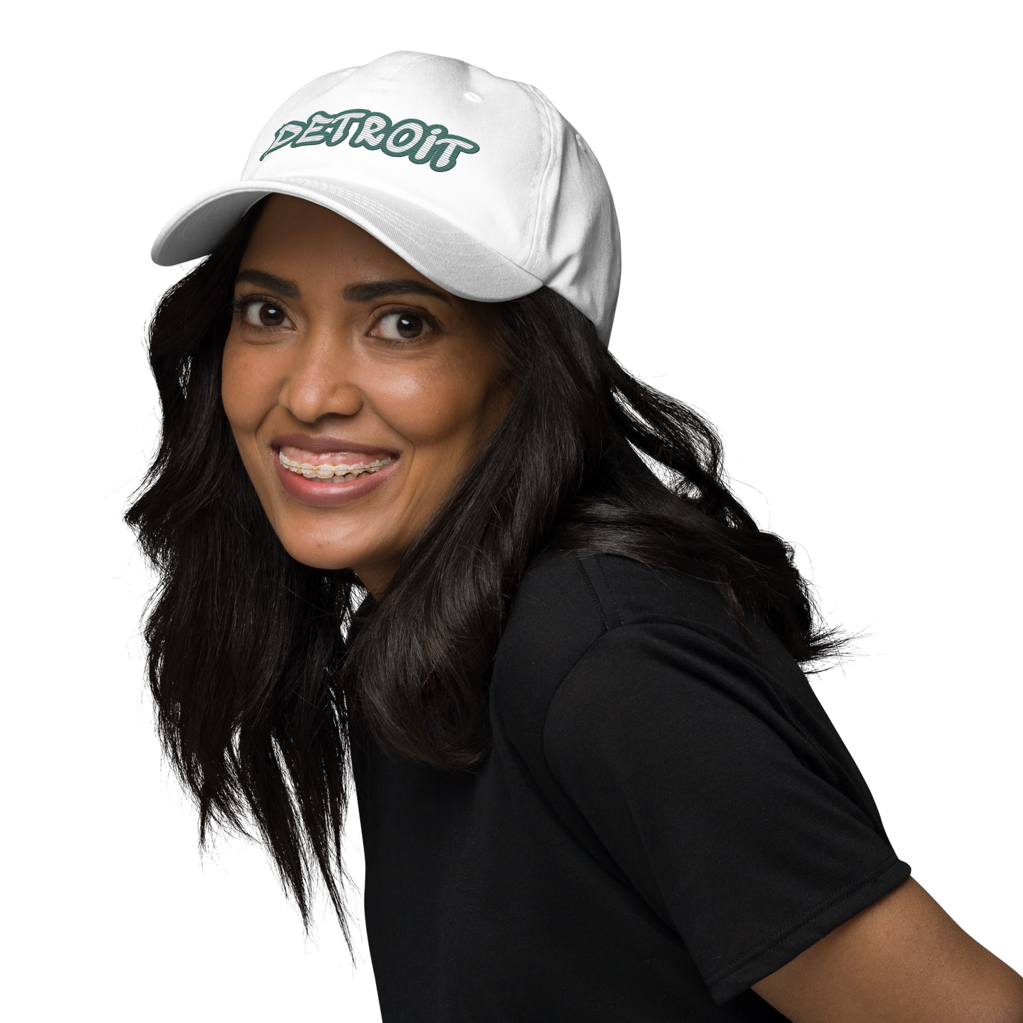 'Detroit' Dad Hat (Copper Green Tag Font)