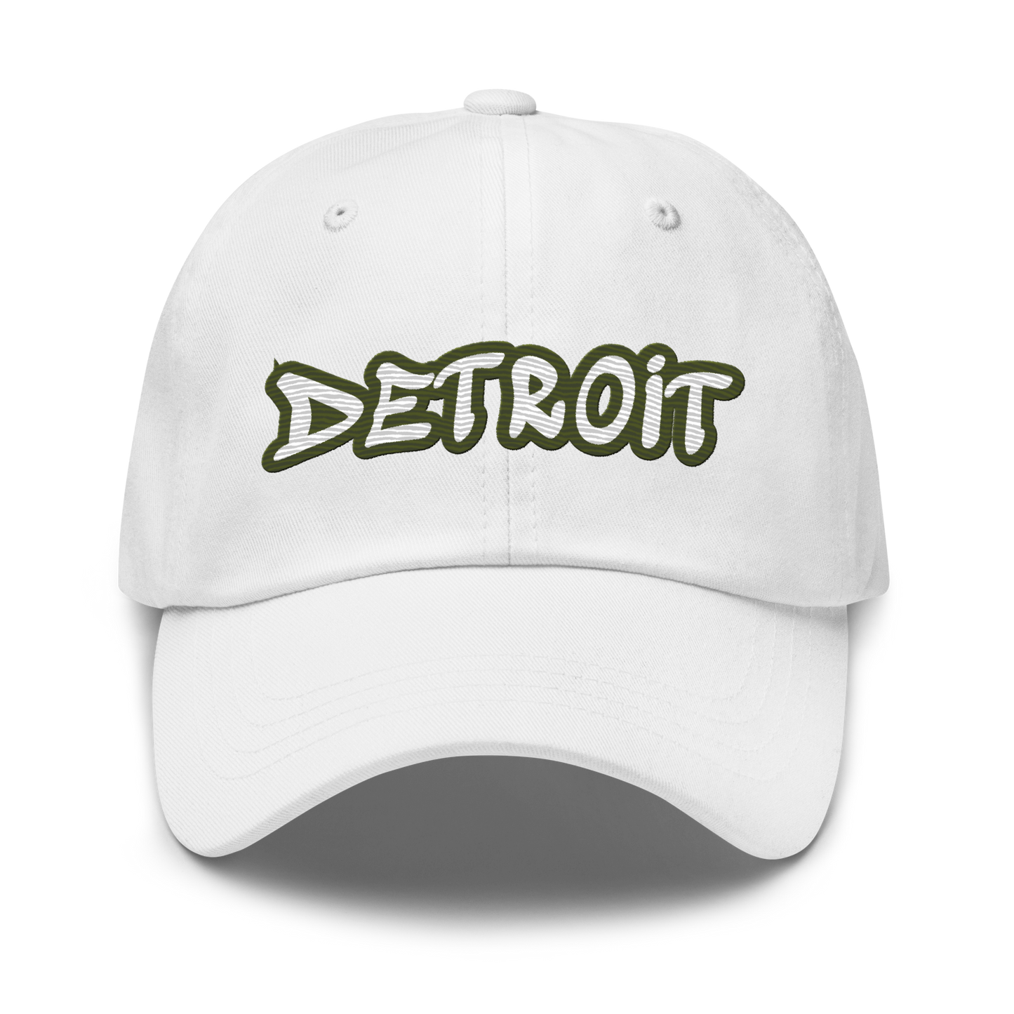 'Detroit' Dad Hat (Army Green Tag Font)