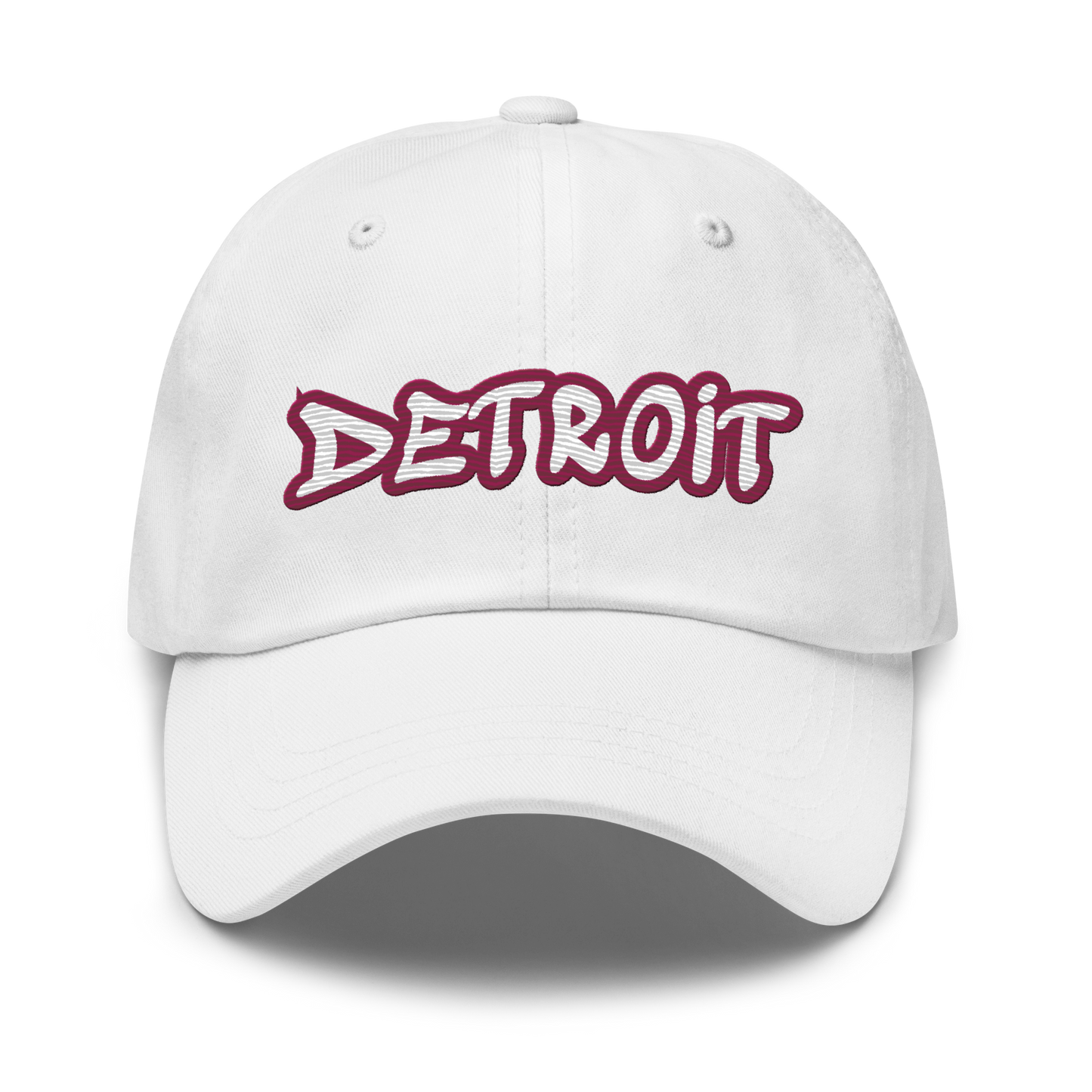 'Detroit' Dad Hat (Ruby Red Tag Font)