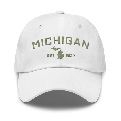 'Michigan EST 1837' Dad Hat (Athletic Font) | Beachgrass Green