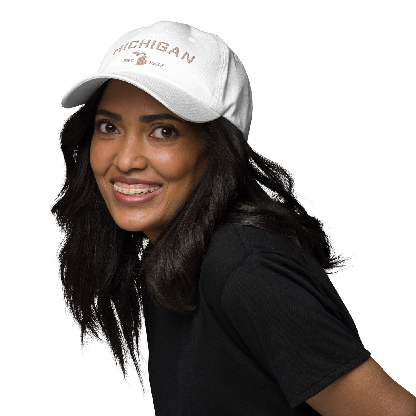 'Michigan EST 1837' Dad Hat (Athletic Font) | Rose Gold