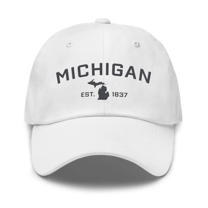 'Michigan EST 1837' Dad Hat (Athletic Font) | Iron Ore Grey