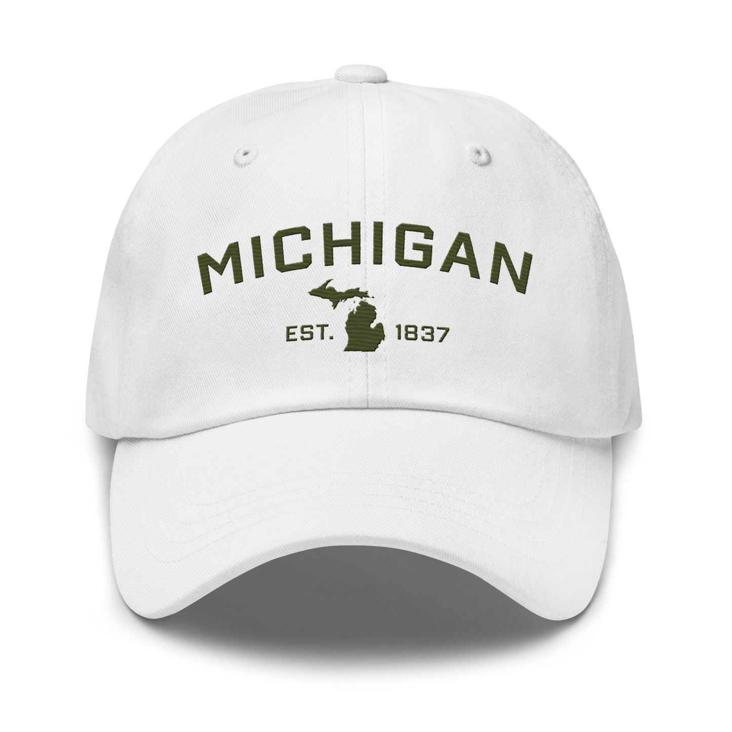 'Michigan EST 1837' Dad Hat (Athletic Font) | Army Green