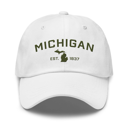 'Michigan EST 1837' Dad Hat (Athletic Font) | Army Green