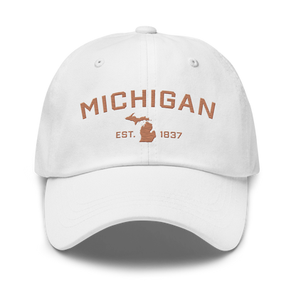 'Michigan EST 1837' Dad Hat (Athletic Font) | Copper