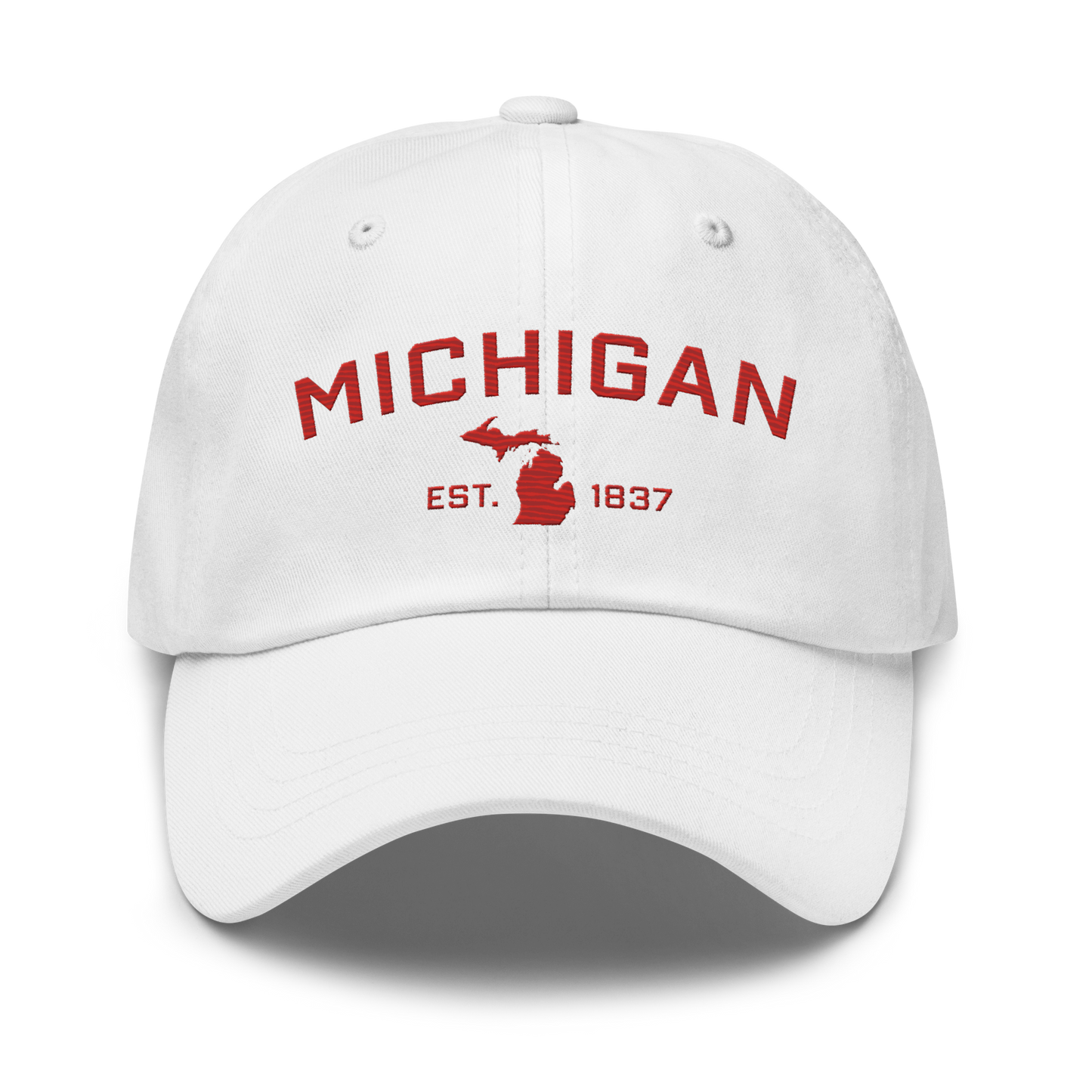 'Michigan EST 1837' Dad Hat (Athletic Font) | Aliform Red