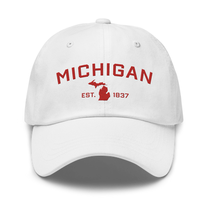 'Michigan EST 1837' Dad Hat (Athletic Font) | Aliform Red