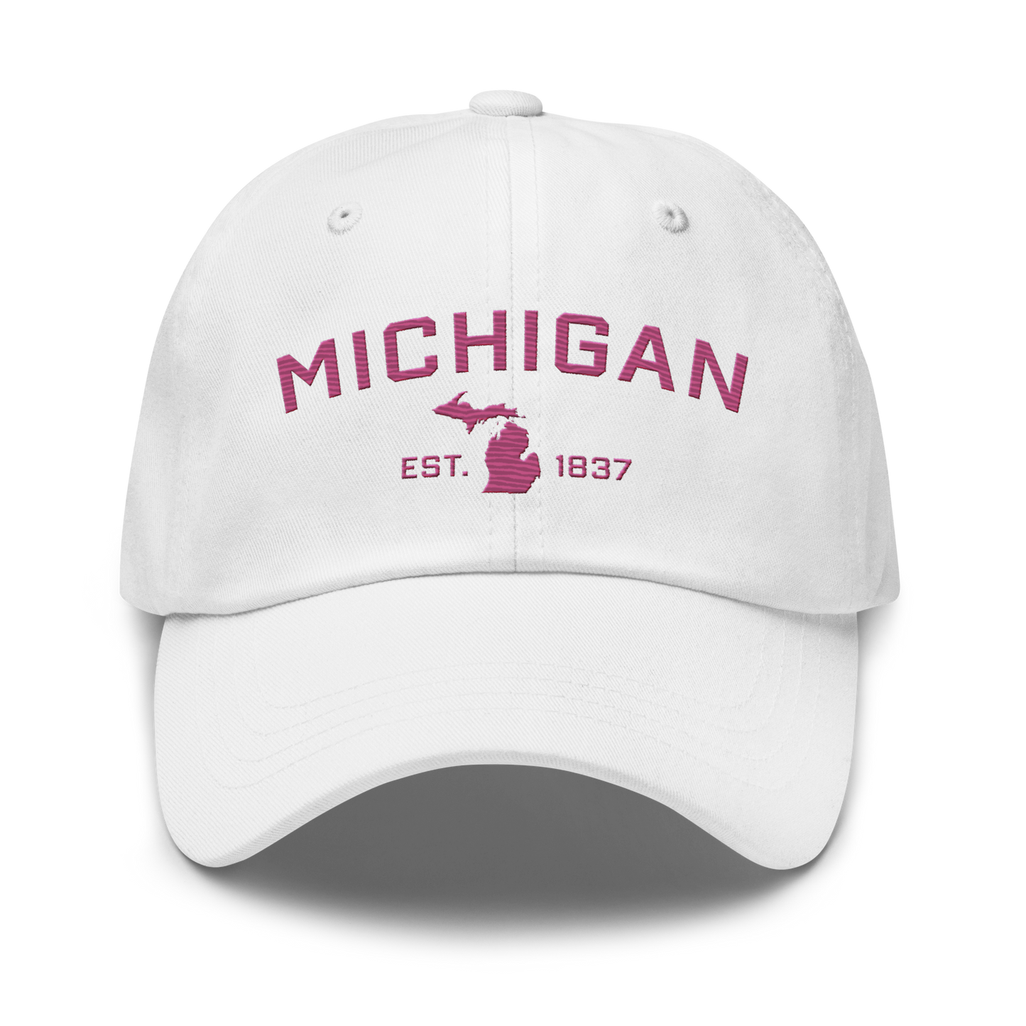 'Michigan EST 1837' Dad Hat (Athletic Font) | Apple Blossom Pink