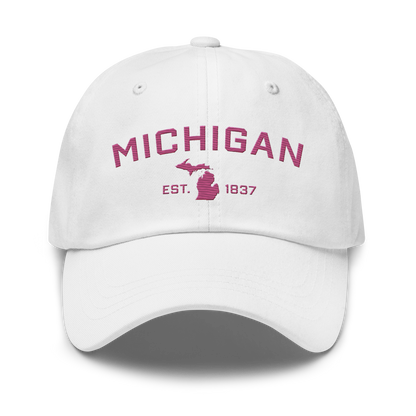 'Michigan EST 1837' Dad Hat (Athletic Font) | Apple Blossom Pink