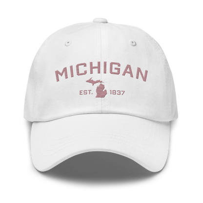 'Michigan EST 1837' Dad Hat (Athletic Font) | Cherry Blossom Pink