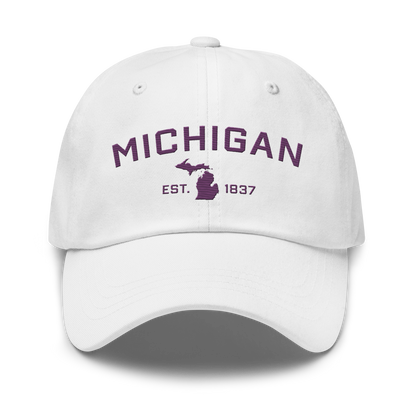 'Michigan EST 1837' Dad Hat (Athletic Font) | Plum