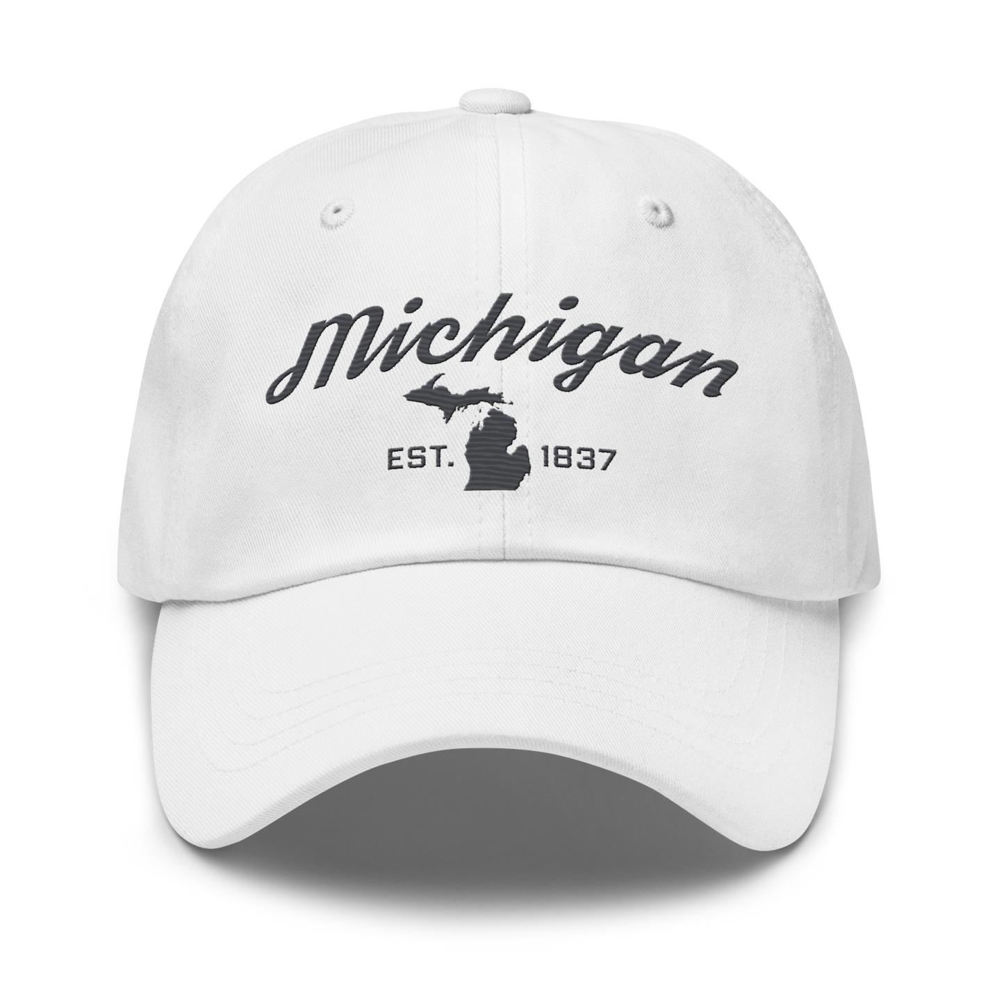 'Michigan EST 1837' Dad Hat (Script Font) | Iron Ore Grey