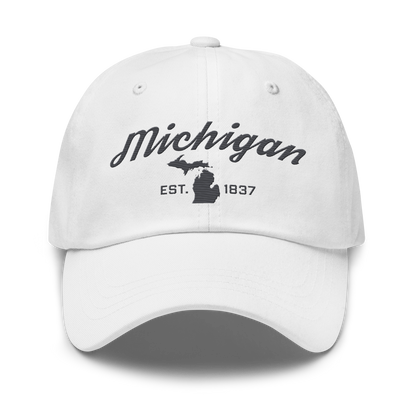 'Michigan EST 1837' Dad Hat (Script Font) | Iron Ore Grey