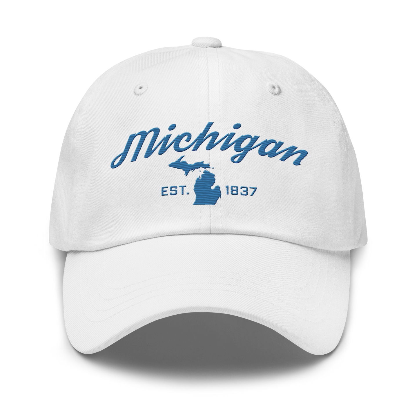 'Michigan EST 1837' Dad Hat (Script Font) | Superior Blue