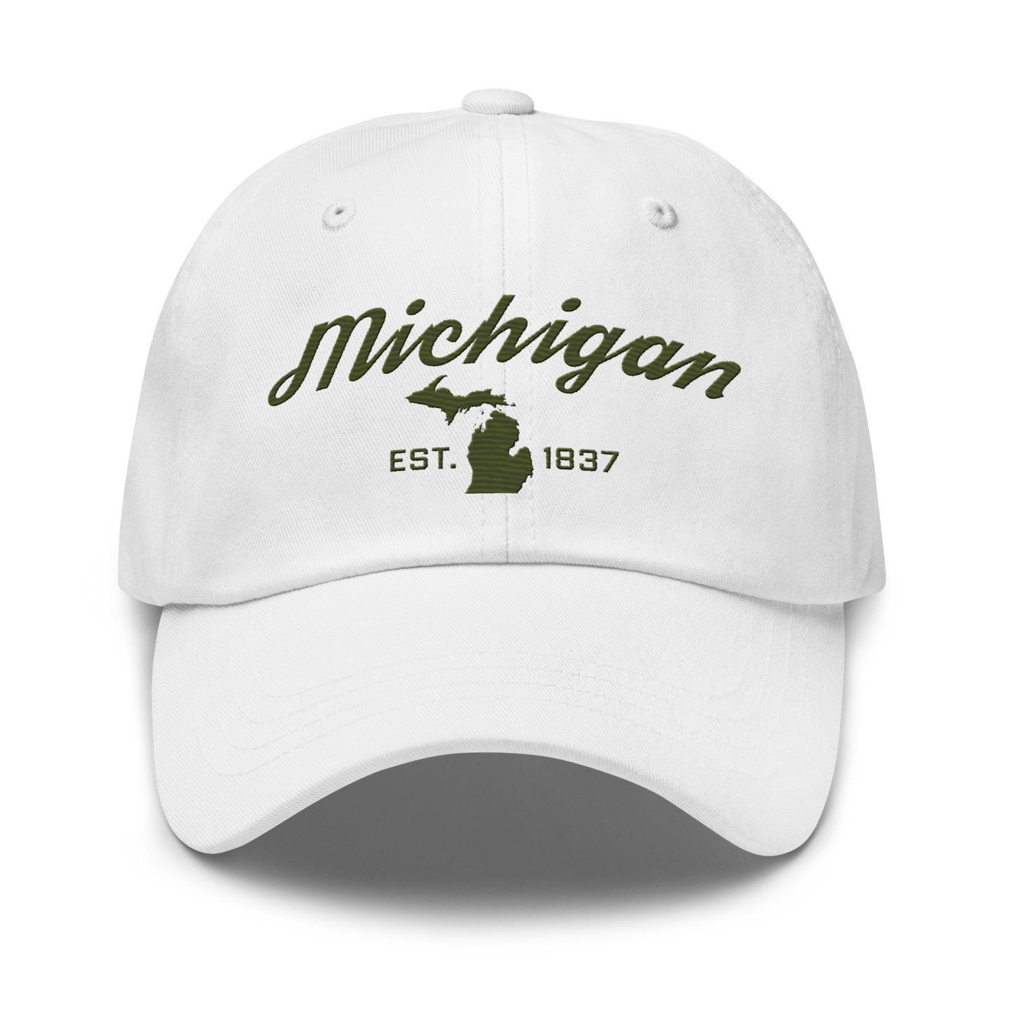 'Michigan EST 1837' Dad Hat (Script Font) | Army Green