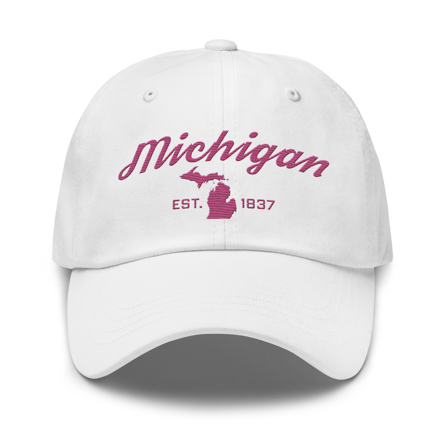 'Michigan EST 1837' Dad Hat (Script Font) | Apple Blossom Pink