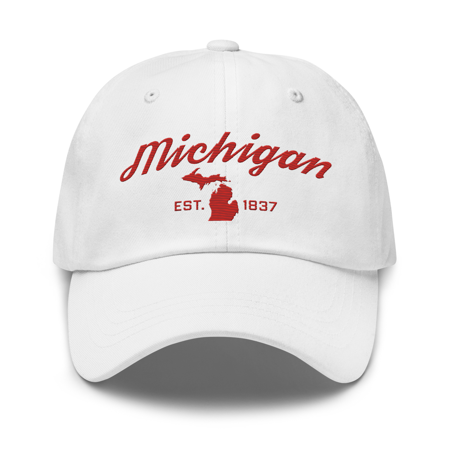 'Michigan EST 1837' Dad Hat (Script Font) | Aliform Red