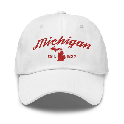 'Michigan EST 1837' Dad Hat (Script Font) | Aliform Red