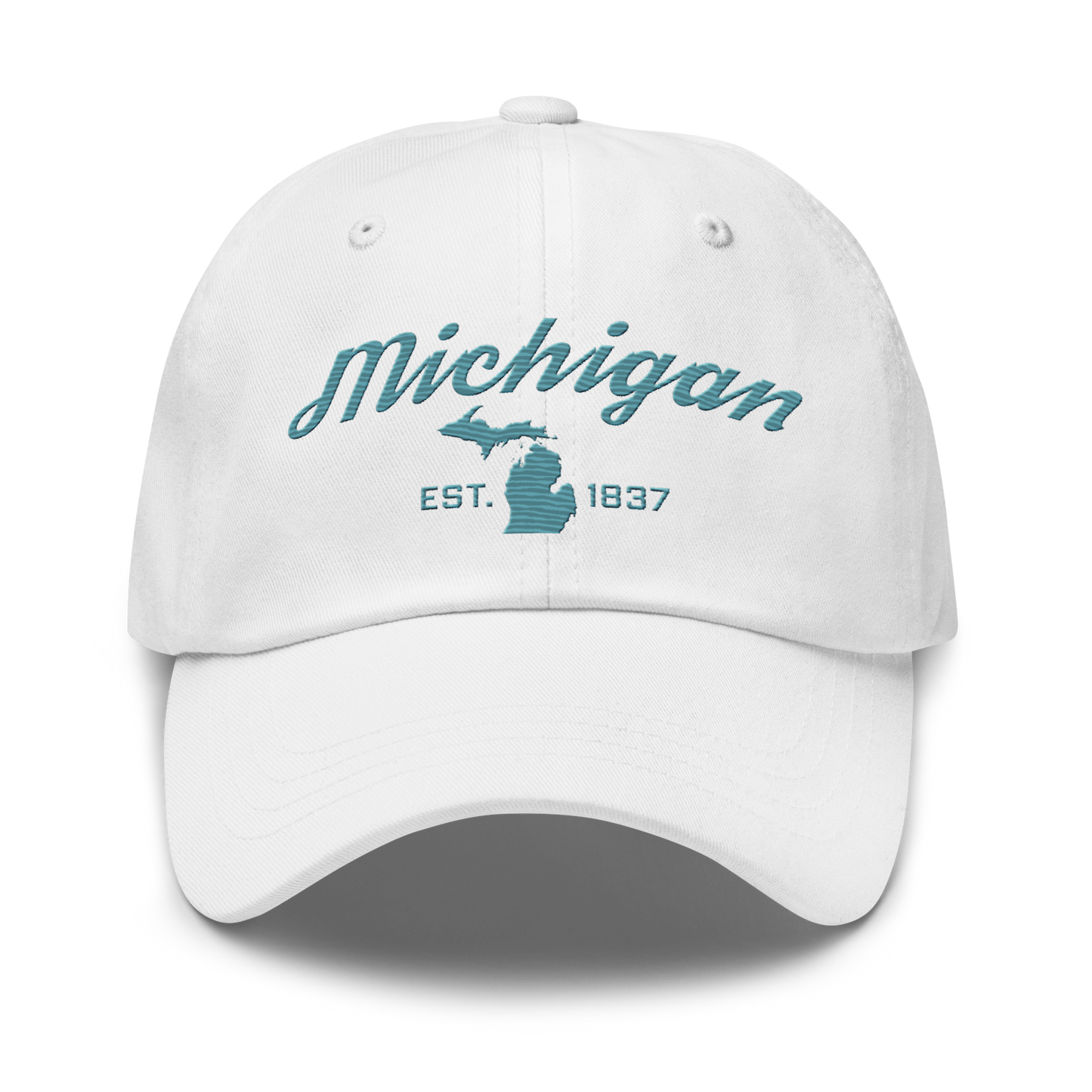 'Michigan EST 1837' Dad Hat (Script Font) | Huron Blue