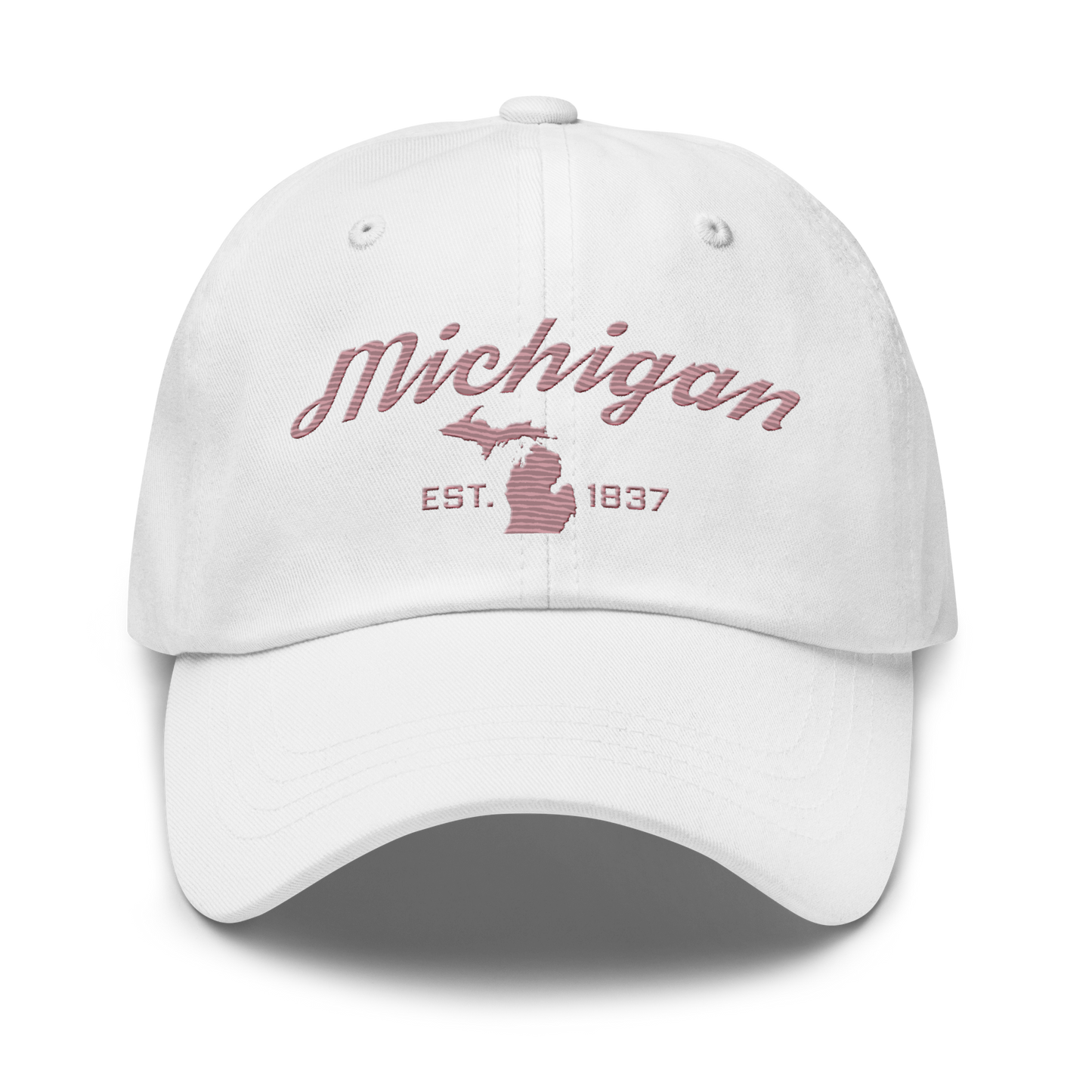 'Michigan EST 1837' Dad Hat (Script Font) | Cherry Blossom Pink