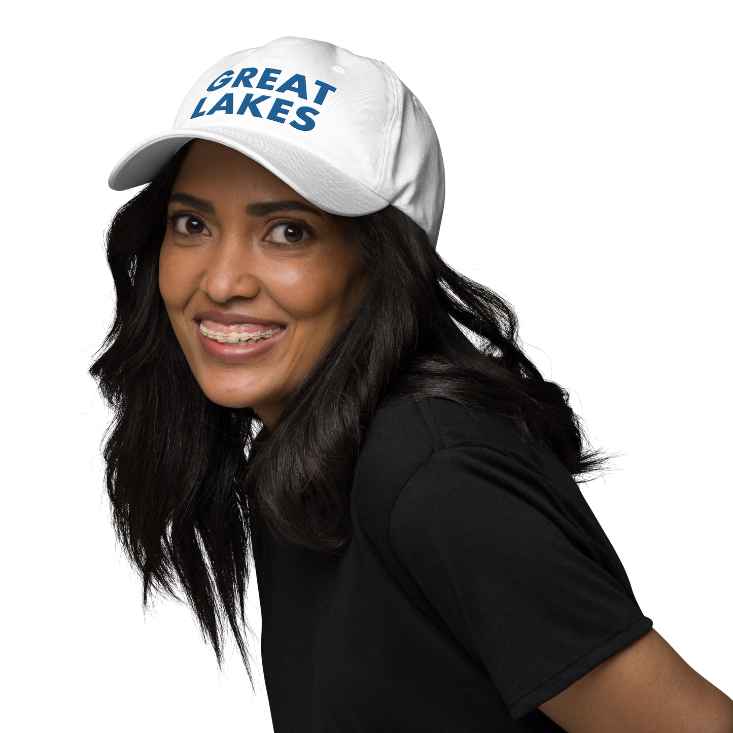 'Great Lakes' Dad Hat (Geometric Sans Font) | Azure