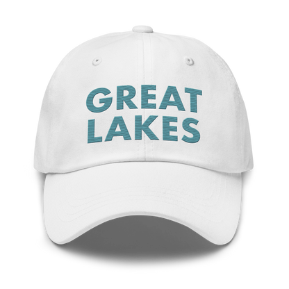 'Great Lakes' Dad Hat (Geometric Sans Font) | Huron Blue