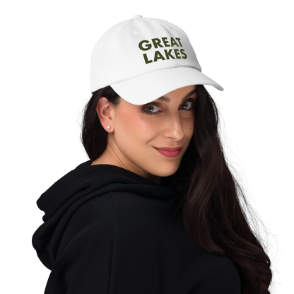 'Great Lakes' Dad Hat (Geometric Sans Font) | Army Green