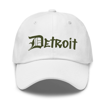 'Detroit' Dad Hat (OED Tag Font) | Army Green