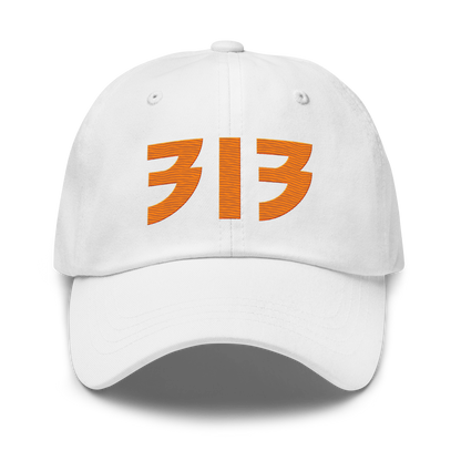 Detroit '313' Dad Hat (Glam Rock Font) | Orange