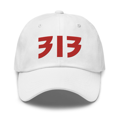 Detroit '313' Dad Hat (Glam Rock Font) | Aliform Red