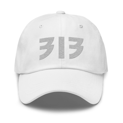 Detroit '313' Dad Hat (Glam Rock Font) | Platinum