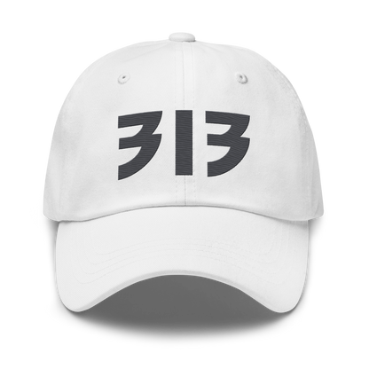 Detroit '313' Dad Hat (Glam Rock Font) | Iron Ore Grey