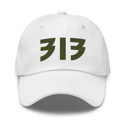 Detroit '313' Dad Hat (Glam Rock Font) | Army Green