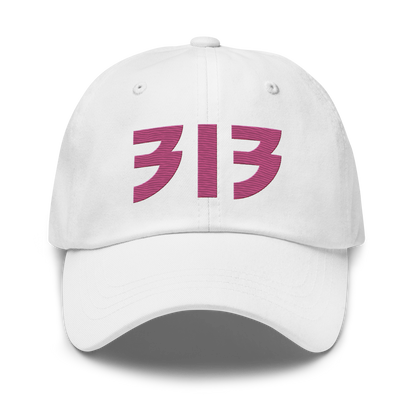 Detroit '313' Dad Hat (Glam Rock Font) | Apple Blossom Pink