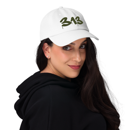 Detroit '313' Dad Hat (Tag Font) | Army Green