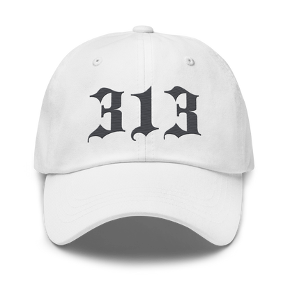 Detroit '313' Dad Hat (Old English Font) | Iron Ore Grey