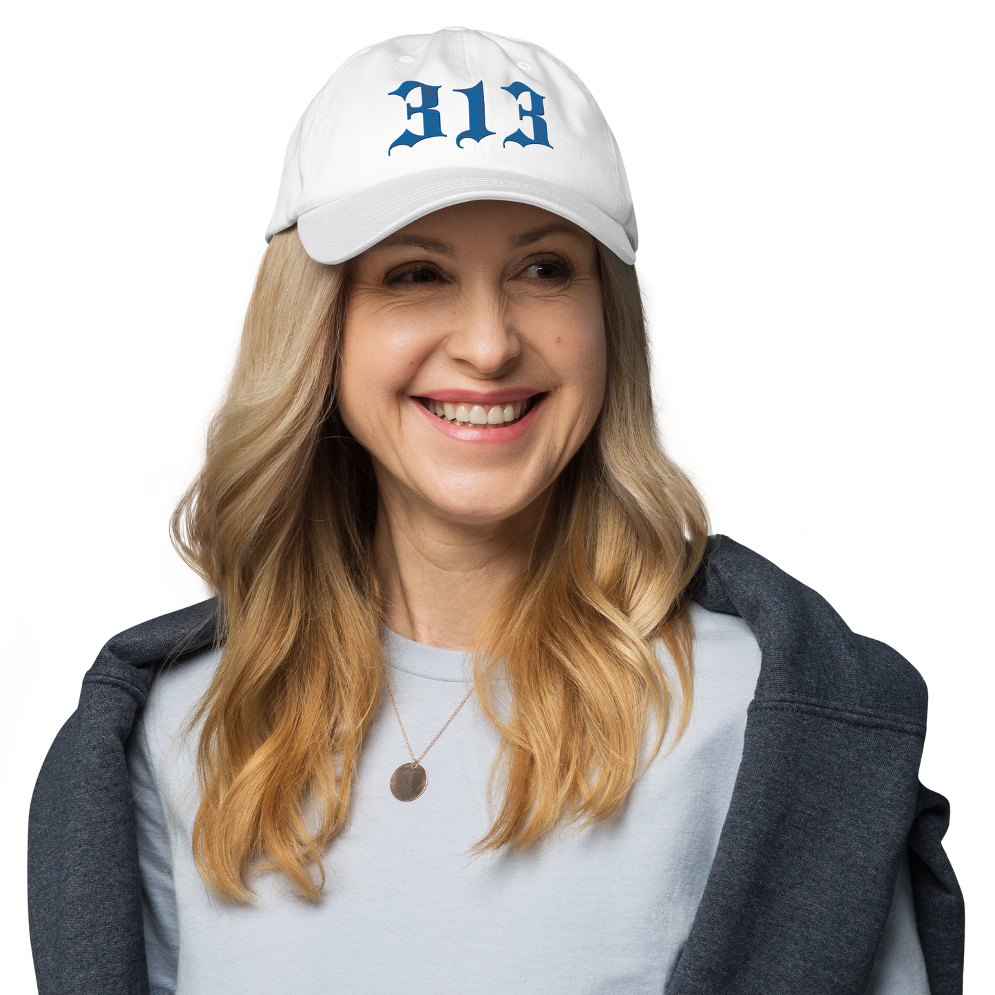 Detroit '313' Dad Hat (Old English Font) | Azure