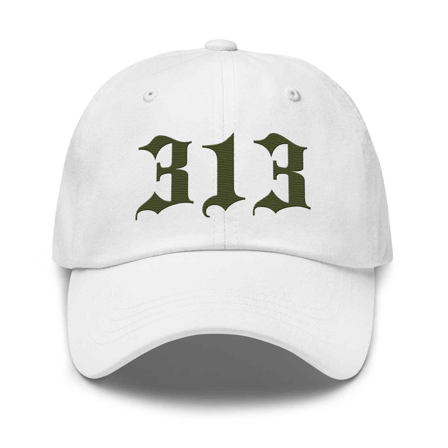 Detroit '313' Dad Hat (Old English Font) | Army Green