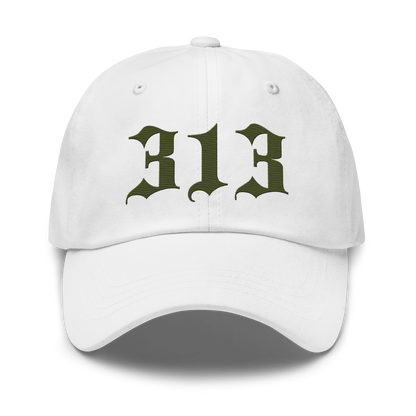 Detroit '313' Dad Hat (Old English Font) | Army Green