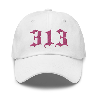 Detroit '313' Dad Hat (Old English Font) | Apple Blossom Pink