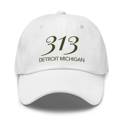 '313 Detroit Michigan' Dad Hat | Army Green