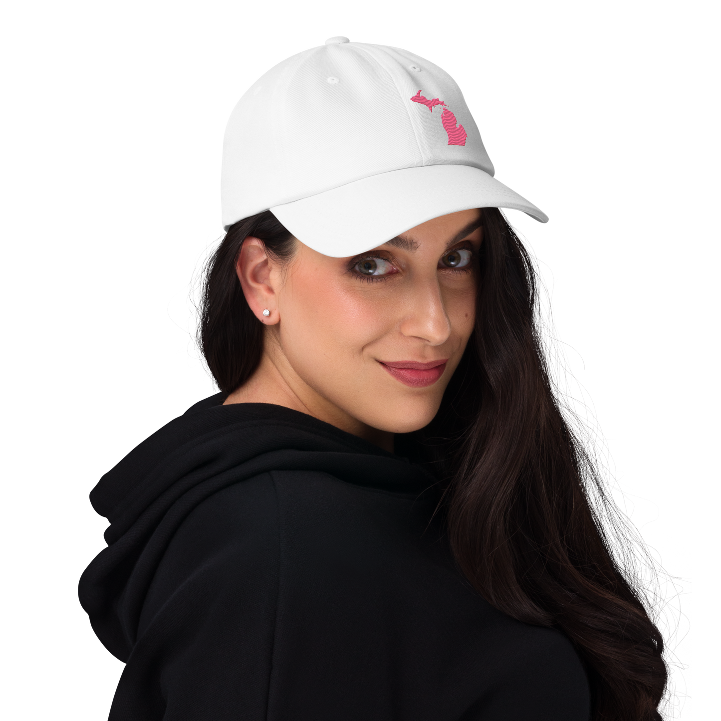 Michigan Dad Hat | Rhodochrosite Pink Outline