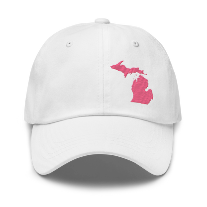 Michigan Dad Hat | Rhodochrosite Pink Outline